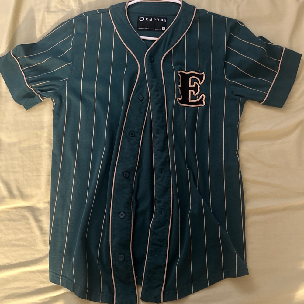 Empyre green Striped Baseball Jersey